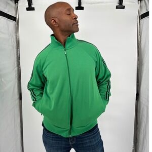 GAP Men's Green Track‎ Jacket Athletic Full Zip Stripe Sleeve Size XL